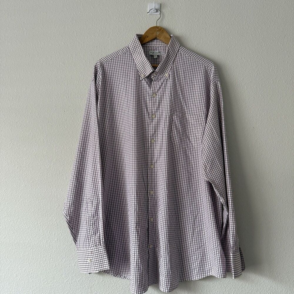 Peter Millar Summer Comfort Hanford Performance Twill Sport Shirt Men 2XL Check